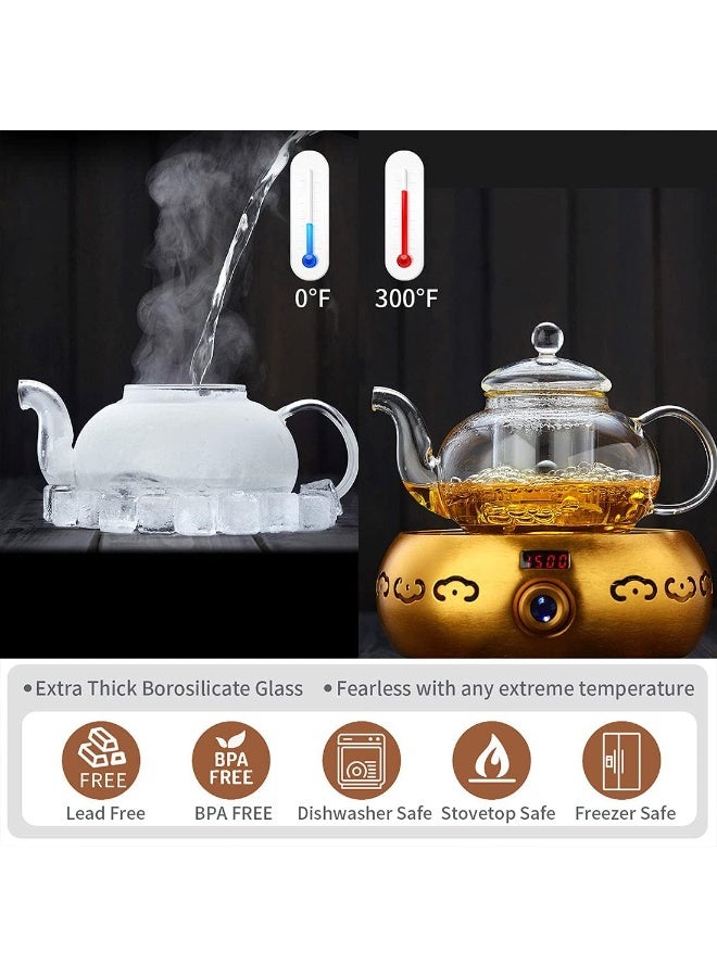 Glass Teapot with Removable Clear Infuser 20.3oz/ 600ml Stove Top & Microwave Safe Borosilicate Glass Kettle with Loose Leaf Tea Strainer For Flower Blooming Tea - Image 3